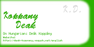 koppany deak business card